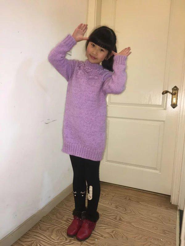 上往下织 8-12周岁儿童长款毛衣,零基础图解教程