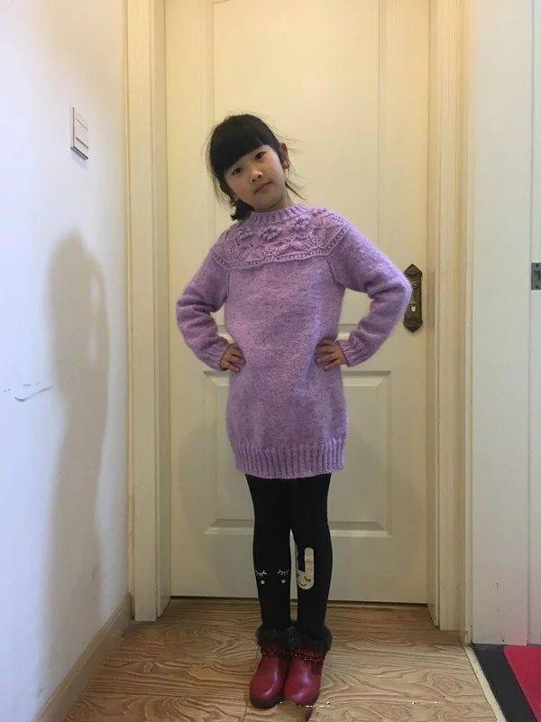 上往下织 8-12周岁儿童长款毛衣,零基础图解教程