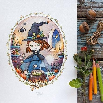 超好看的彩铅手绘,小清新的画风,每一张都好可爱