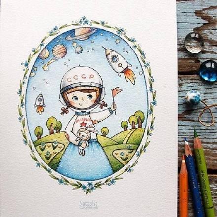 超好看的彩铅手绘,小清新的画风,每一张都好可爱