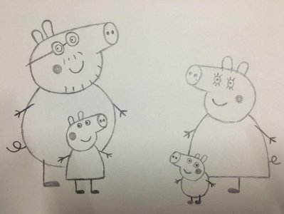 ​简笔画-小猪佩奇全家福