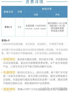 ​中国联通推出“普惠e卡”，月租只要5元，全国语音互打免费！
